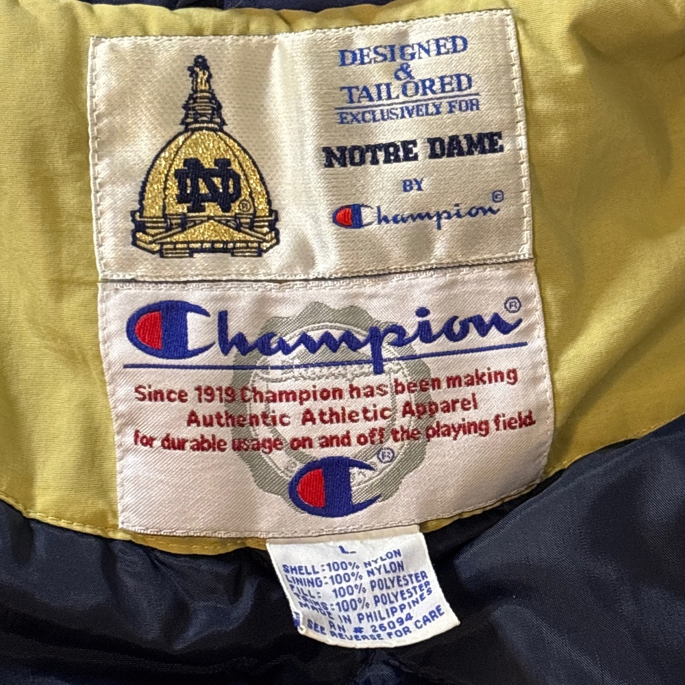 Vintage 90’s Champion Fighting Irish Blue Lined Jacket - Picture 5 of 7